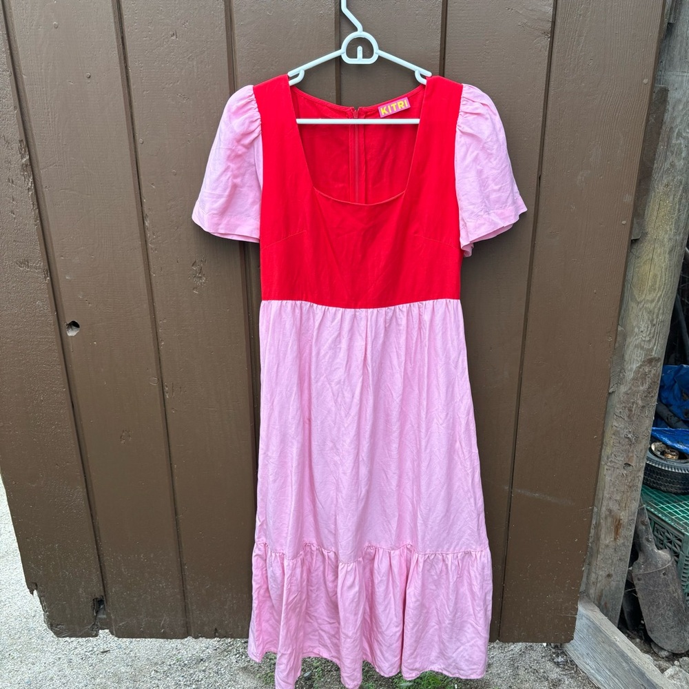 Kitri Women's Pink Red Long Dress UK 10 USA 6